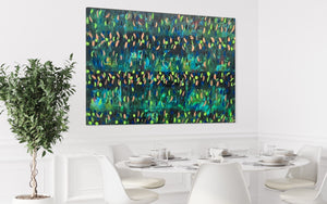 Blooming Green 121.8 cm x 182.8 cm Green Textured Abstract Painting by Joanne Daniel