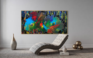 Galactic Sky (91 cm x 182 cm)Textured Abstract Painting by Joanne Daniel