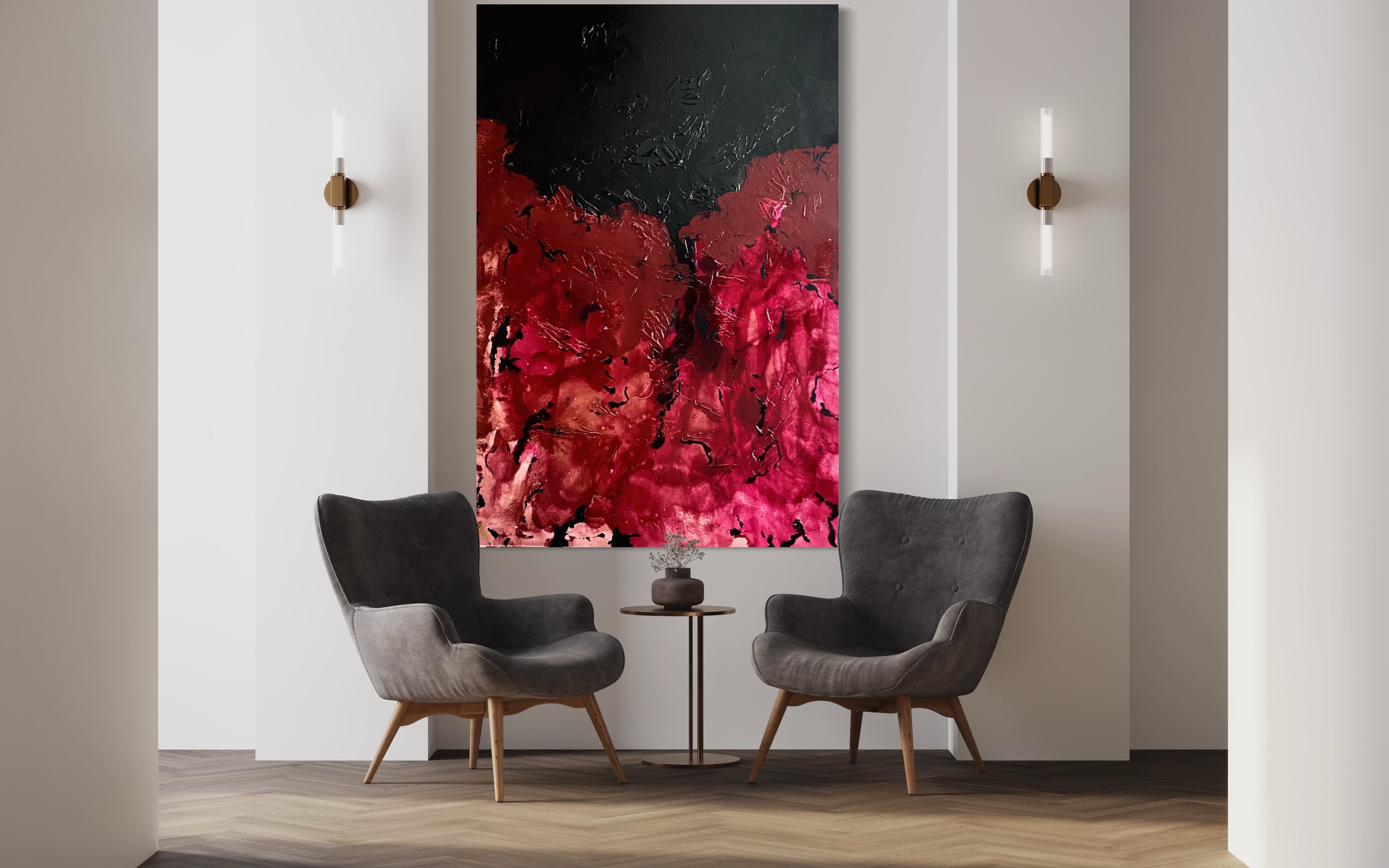 Red Violet 121.8 cm x 182.8 cm Violet Textured Abstract Painting