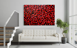 Red Rose Collision 121.8 cm x 182.8 cm Red Textured Abstract Painting