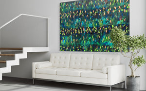 Blooming Green 121.8 cm x 182.8 cm Green Textured Abstract Painting by Joanne Daniel