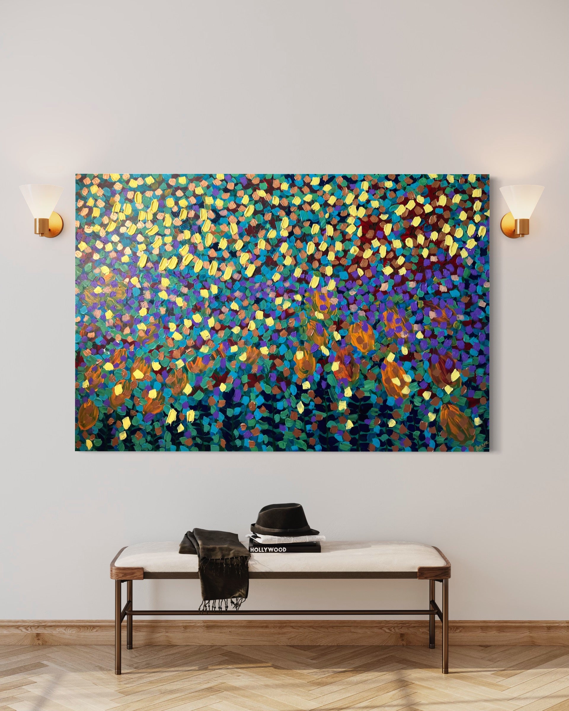 Spring Garden 121.8 cm x 182.8 cm Blue Textured Abstract Painting by Joanne Daniel