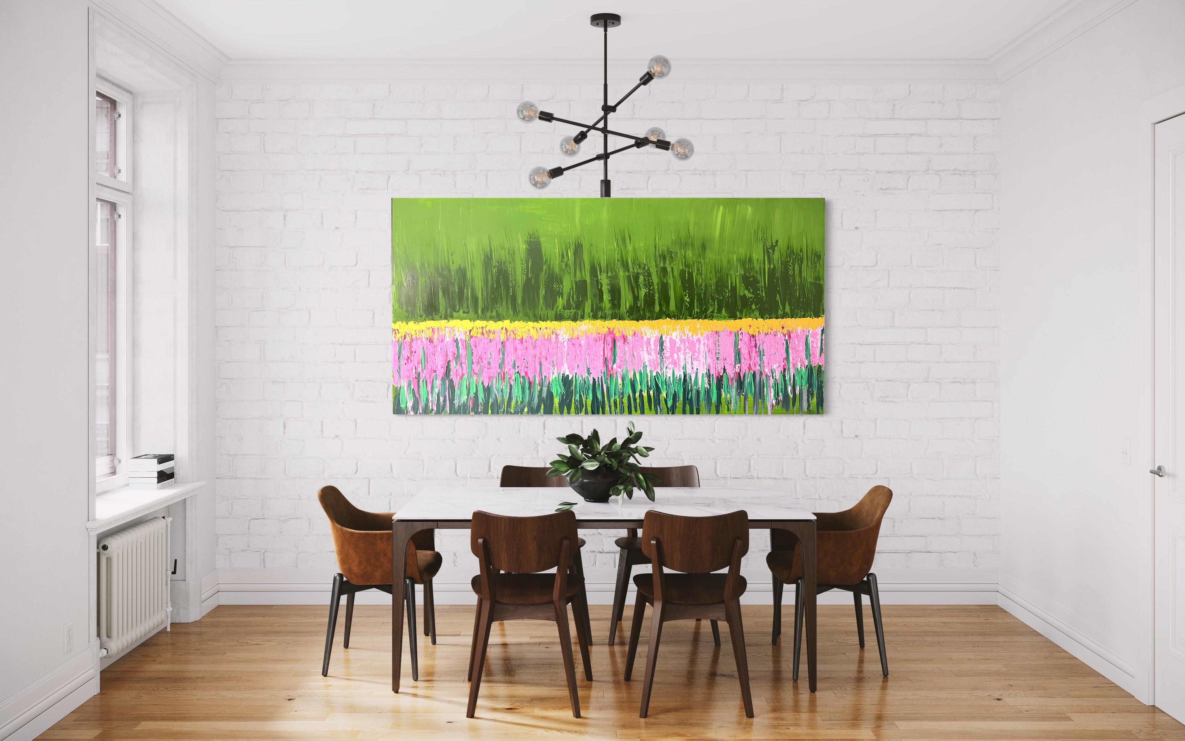 Flower field (91 cm x 182 cm)Textured Abstract Painting by Joanne Daniel