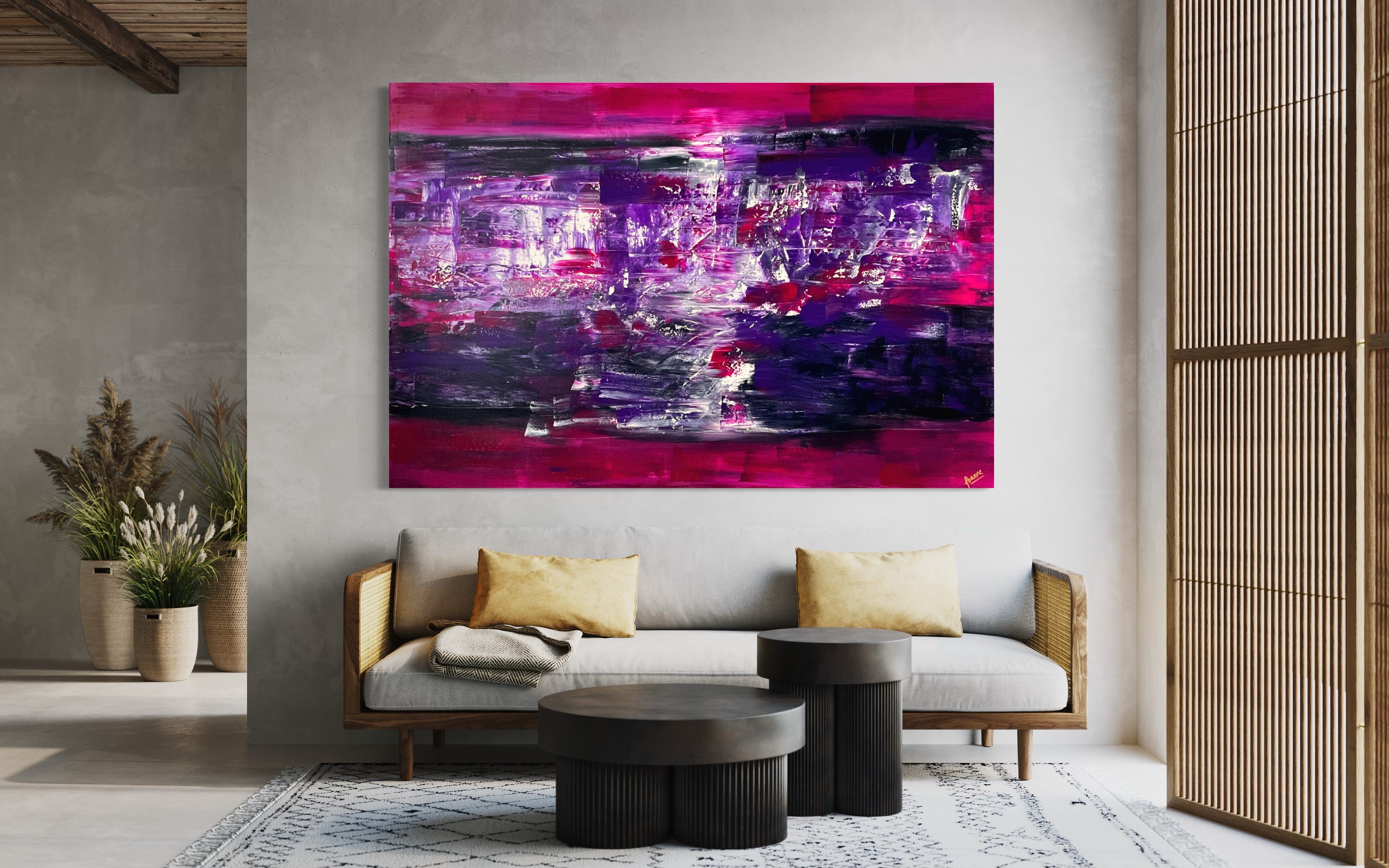 PINK 121 cm x 182 cm Textured Abstract Painting by Joanne Daniel