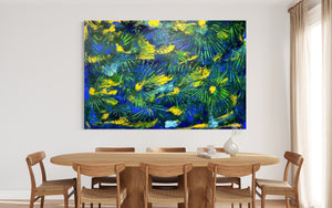 Native Forest 121.8 cm x 182.8 cm Green Blue Textured Abstract Painting