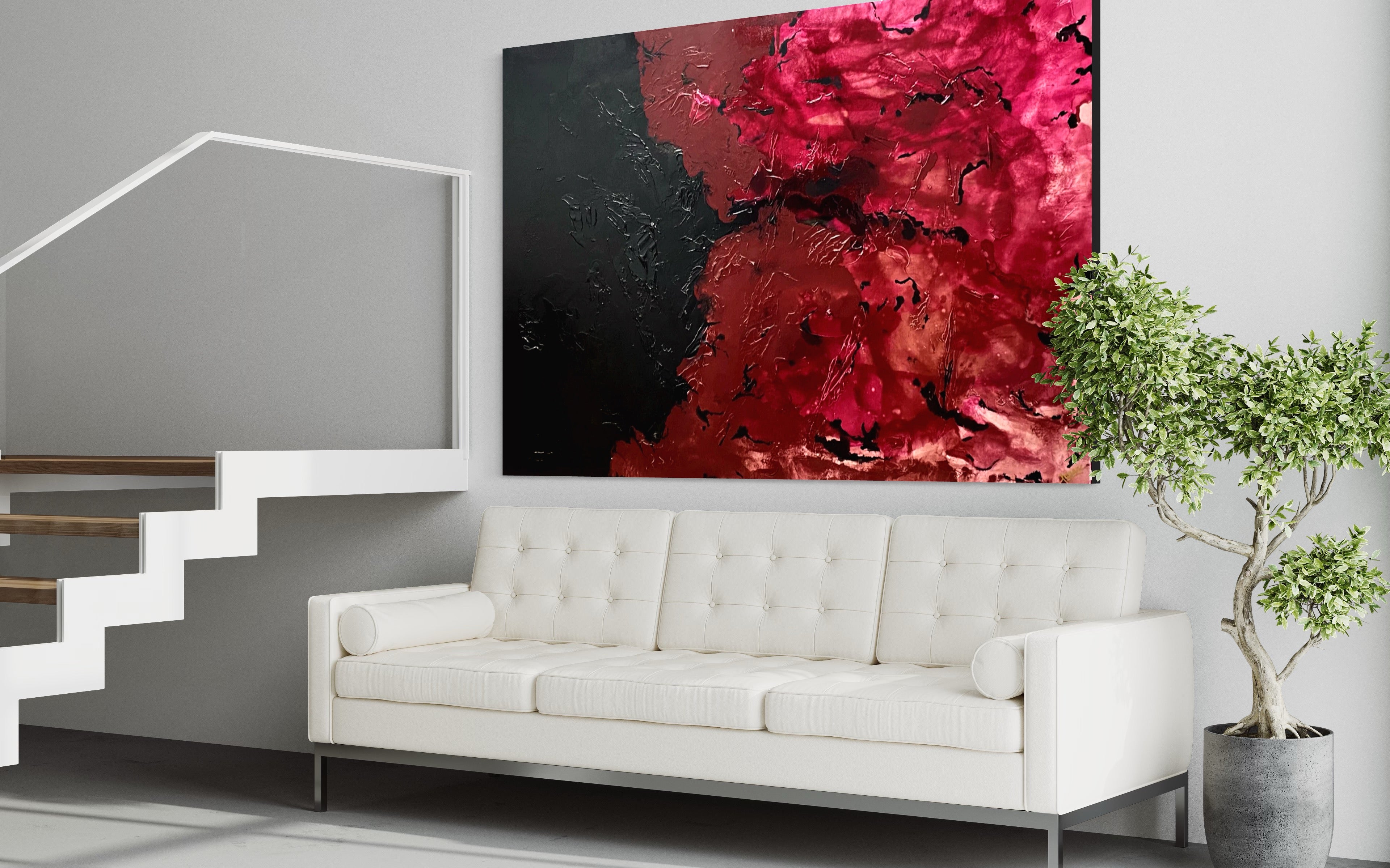 Red Violet 121.8 cm x 182.8 cm Violet Textured Abstract Painting