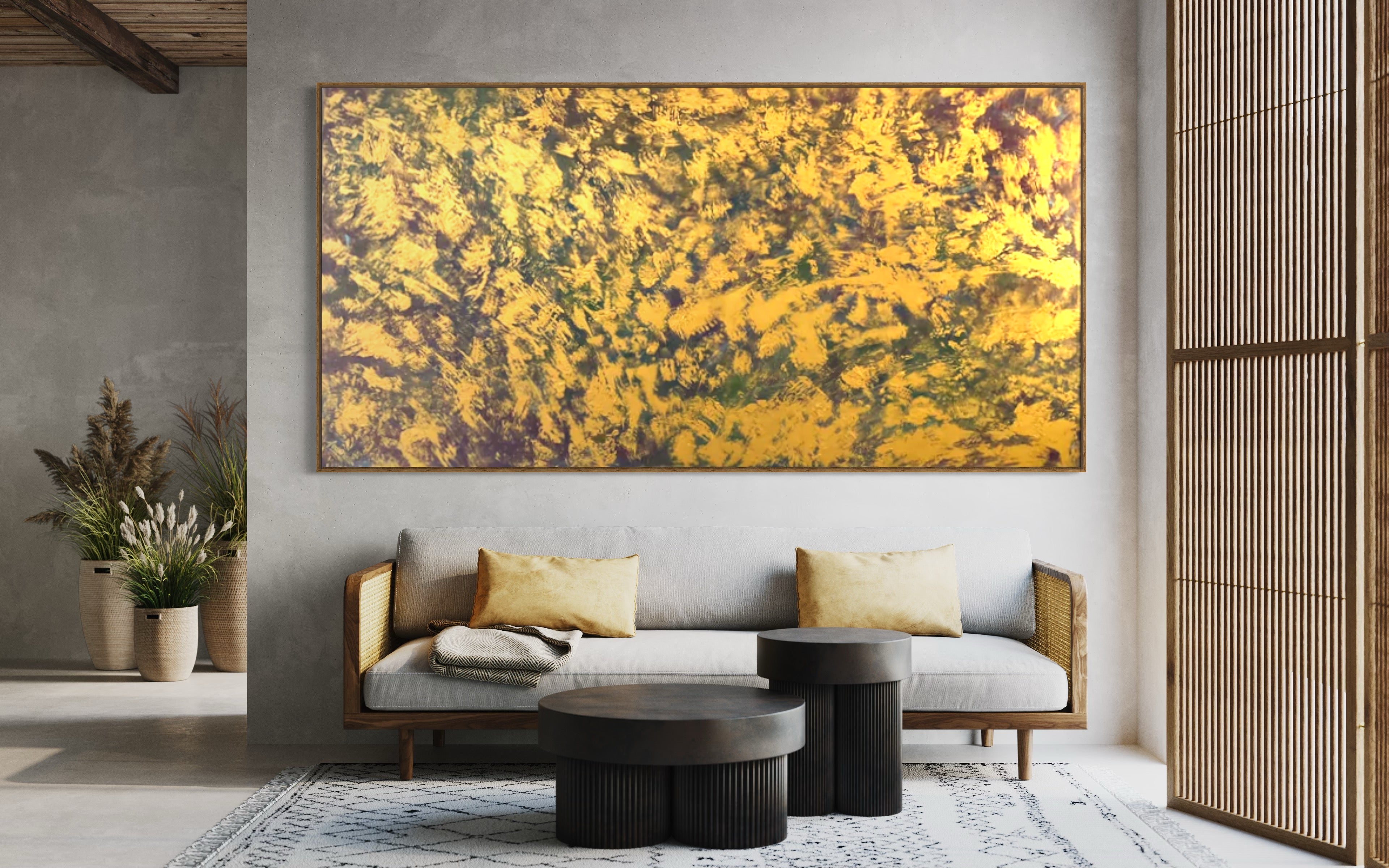 Golden Universe 120 cm x 240 cm Gold Textured Abstract Painting by Joanne Daniel