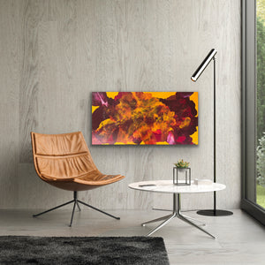 Yellow Dianthus Paradise 122 cm x 61 cm Yellow Pink Textured Abstract Painting