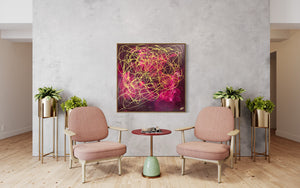 Hope No 7 100 cm  x  100 cm Pink Textured Abstract Painting by Joanne Daniel
