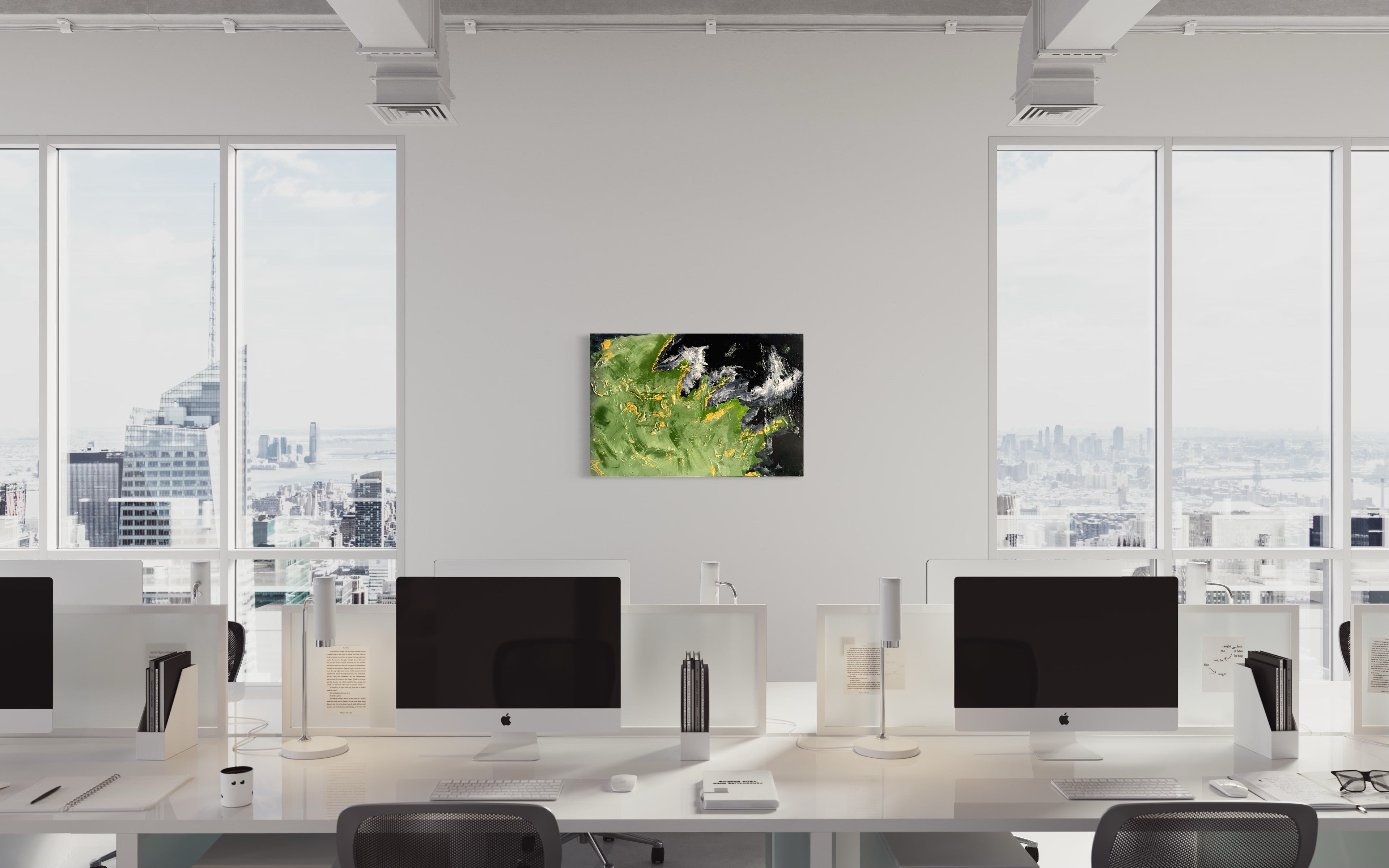 Alpine Mountains 93 cm x 61 cm Black Green Textured Abstract Painting Abstract by Australian Artist Joanne Daniel