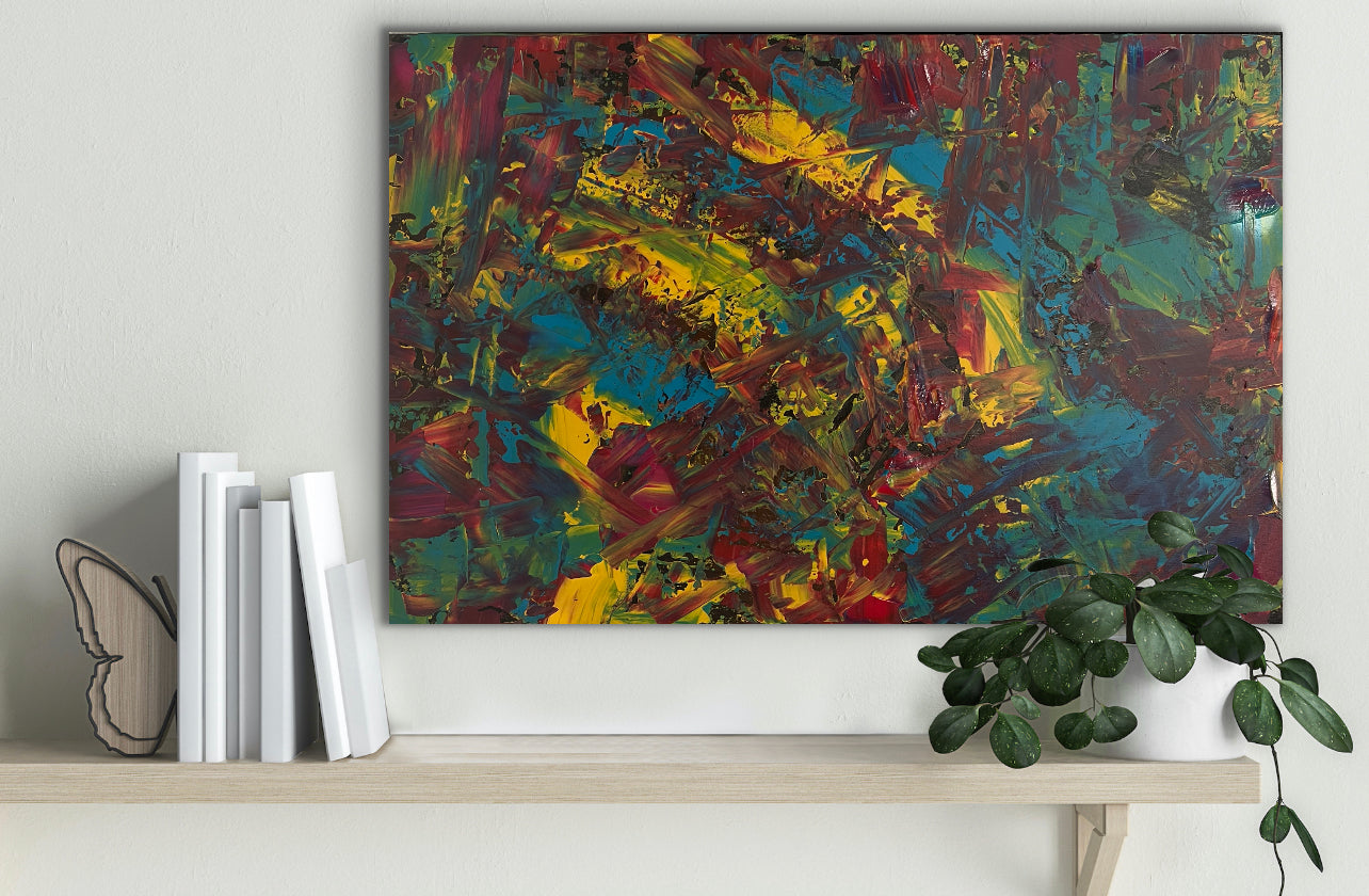 Rainbow splash (61 cm x 91 cm)Textured Abstract Painting by Joanne Daniel
