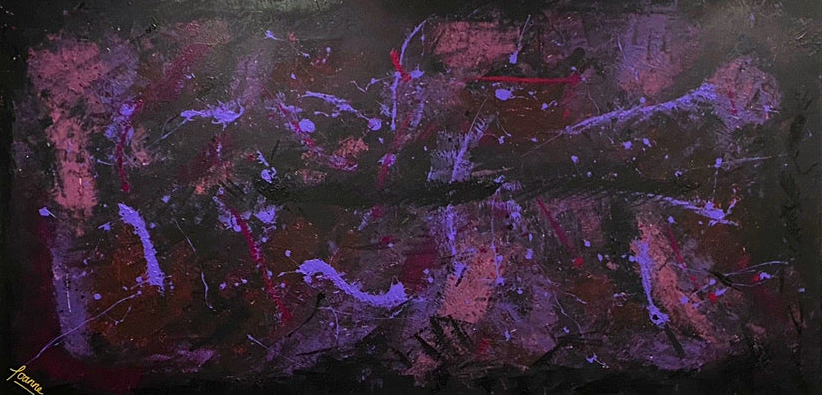 Violet Lights 91 cm x 182 cm Purple Textured Abstract Painting by Joanne Daniel