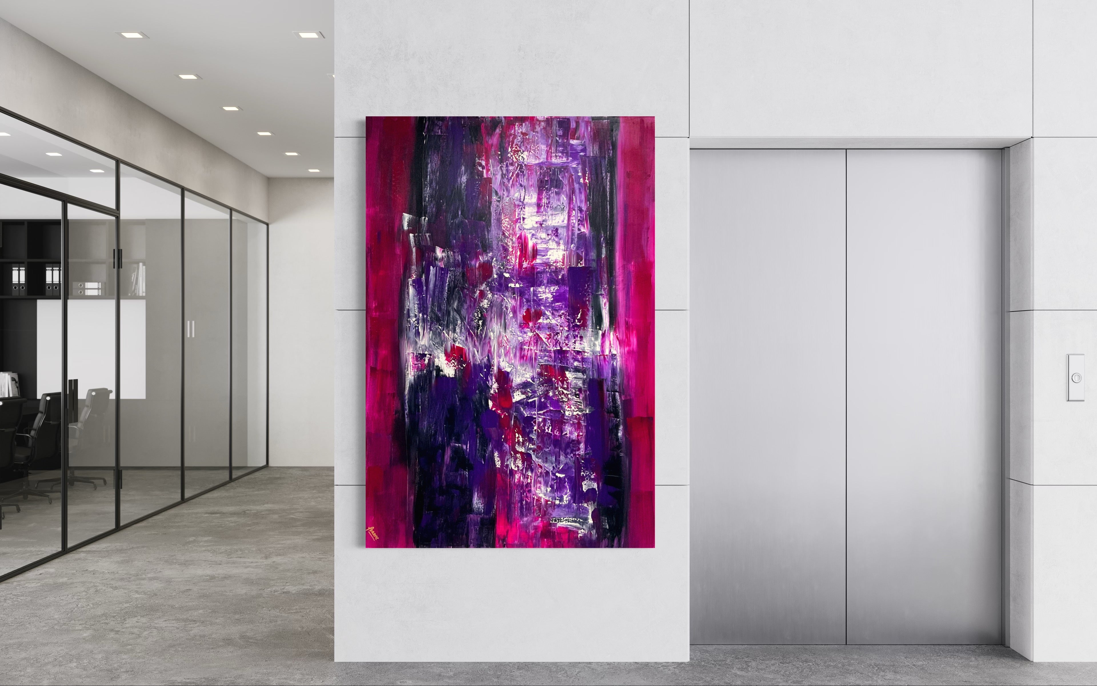 PINK 121 cm x 182 cm Textured Abstract Painting by Joanne Daniel