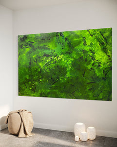 Alpine Green Crush (121.8 cm x 182.8 cm) Abstract Painting by Australian Artist Joanne Daniel