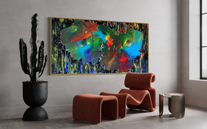 Galactic Sky (91 cm x 182 cm)Textured Abstract Painting by Joanne Daniel