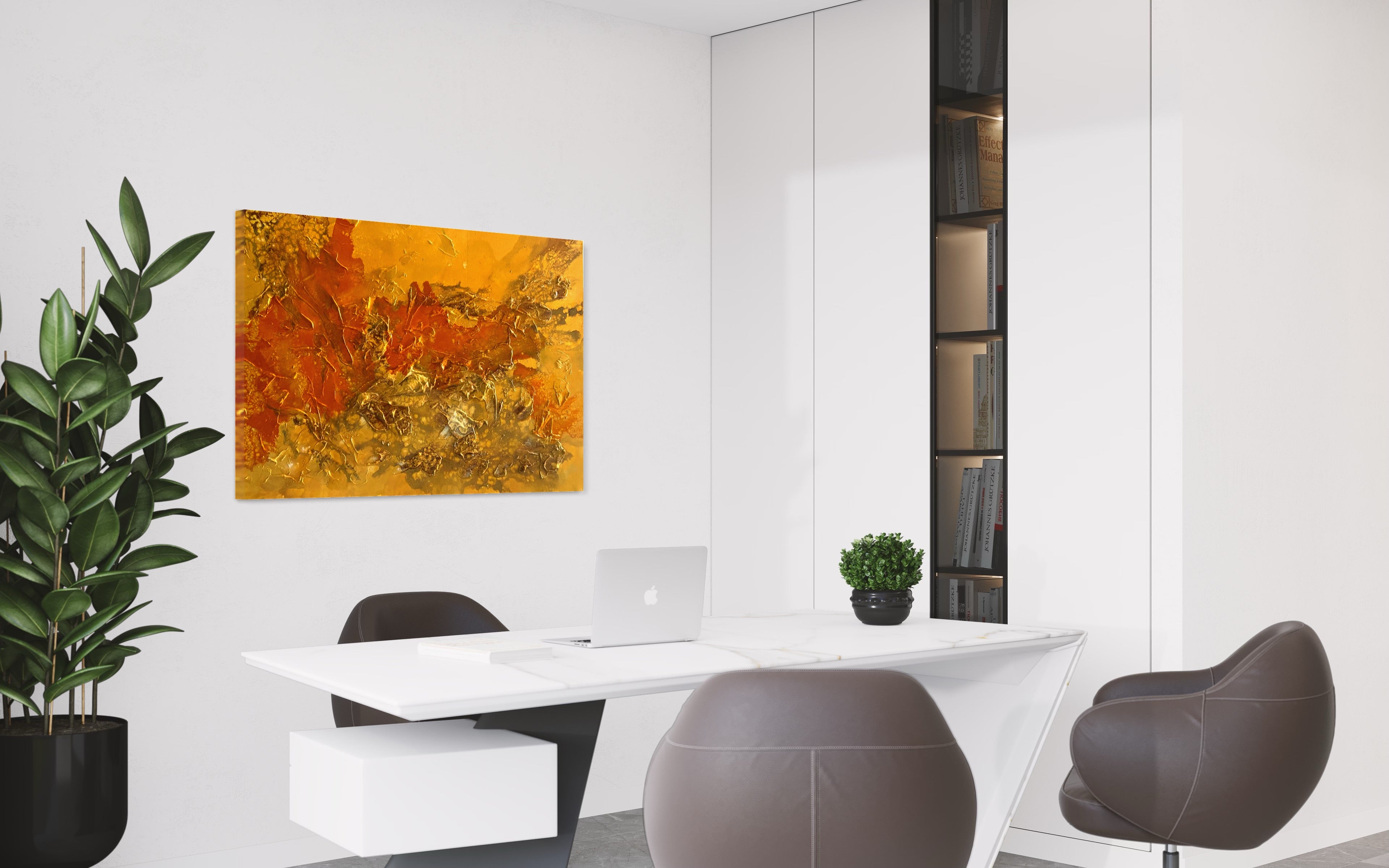 Burnt Desert 93 cm x  61 cm Orange Textured Abstract Painting