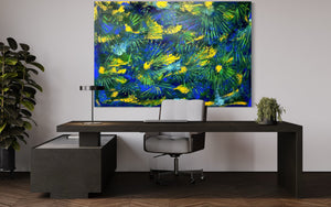 Native Forest 121.8 cm x 182.8 cm Green Blue Textured Abstract Painting