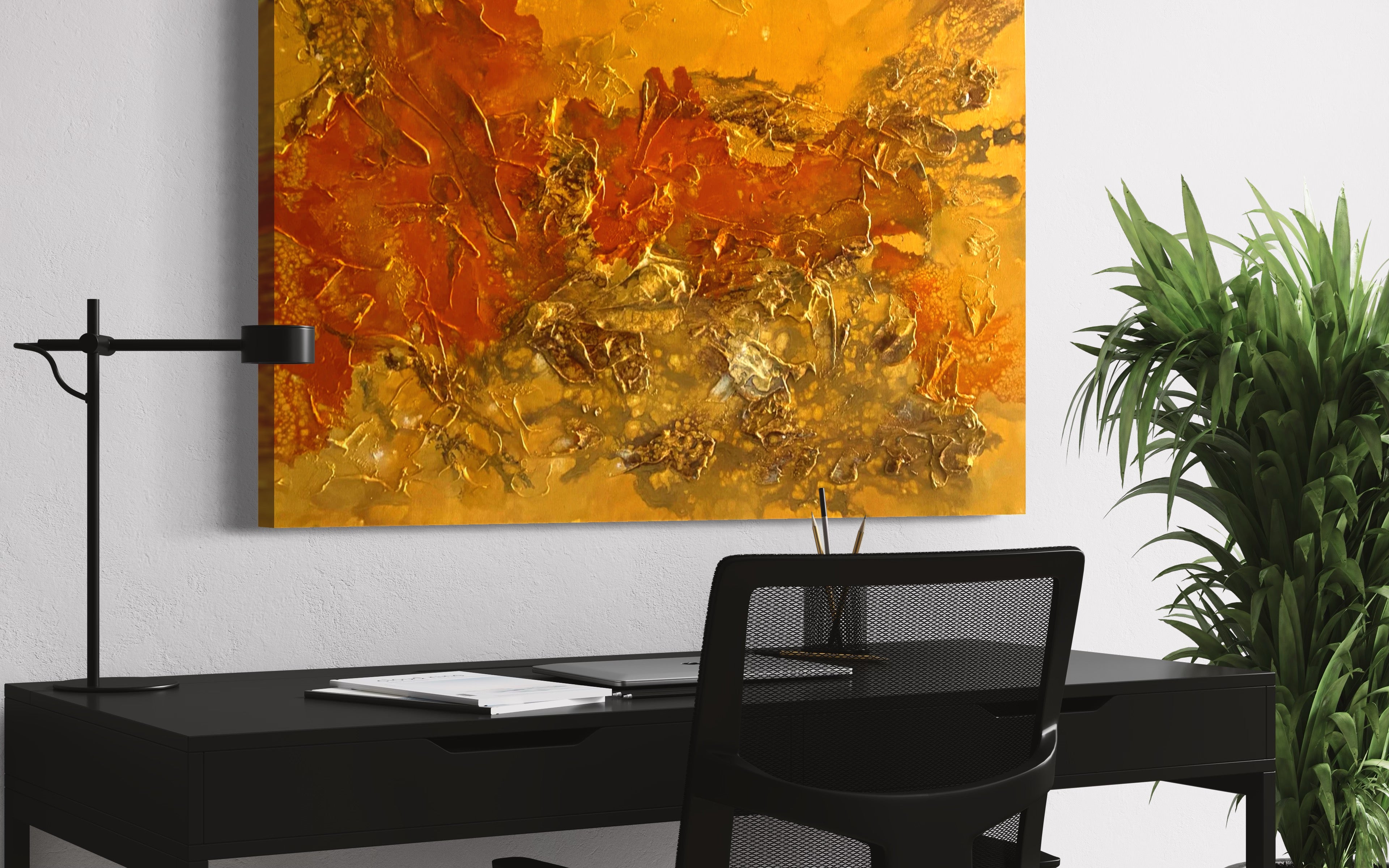 Burnt Desert 93 cm x  61 cm Orange Textured Abstract Painting
