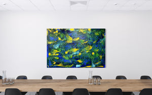 Native Forest 121.8 cm x 182.8 cm Green Blue Textured Abstract Painting