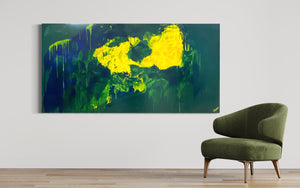 Lemon splash (91 cm x 182 cm)Textured Abstract Painting by Joanne Daniel