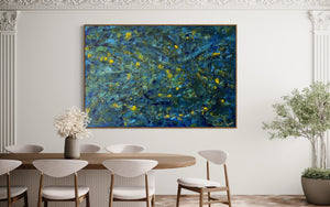 Prussian Blue Splash 121.8cm x 182.8cm Blue Textured Abstract Painting