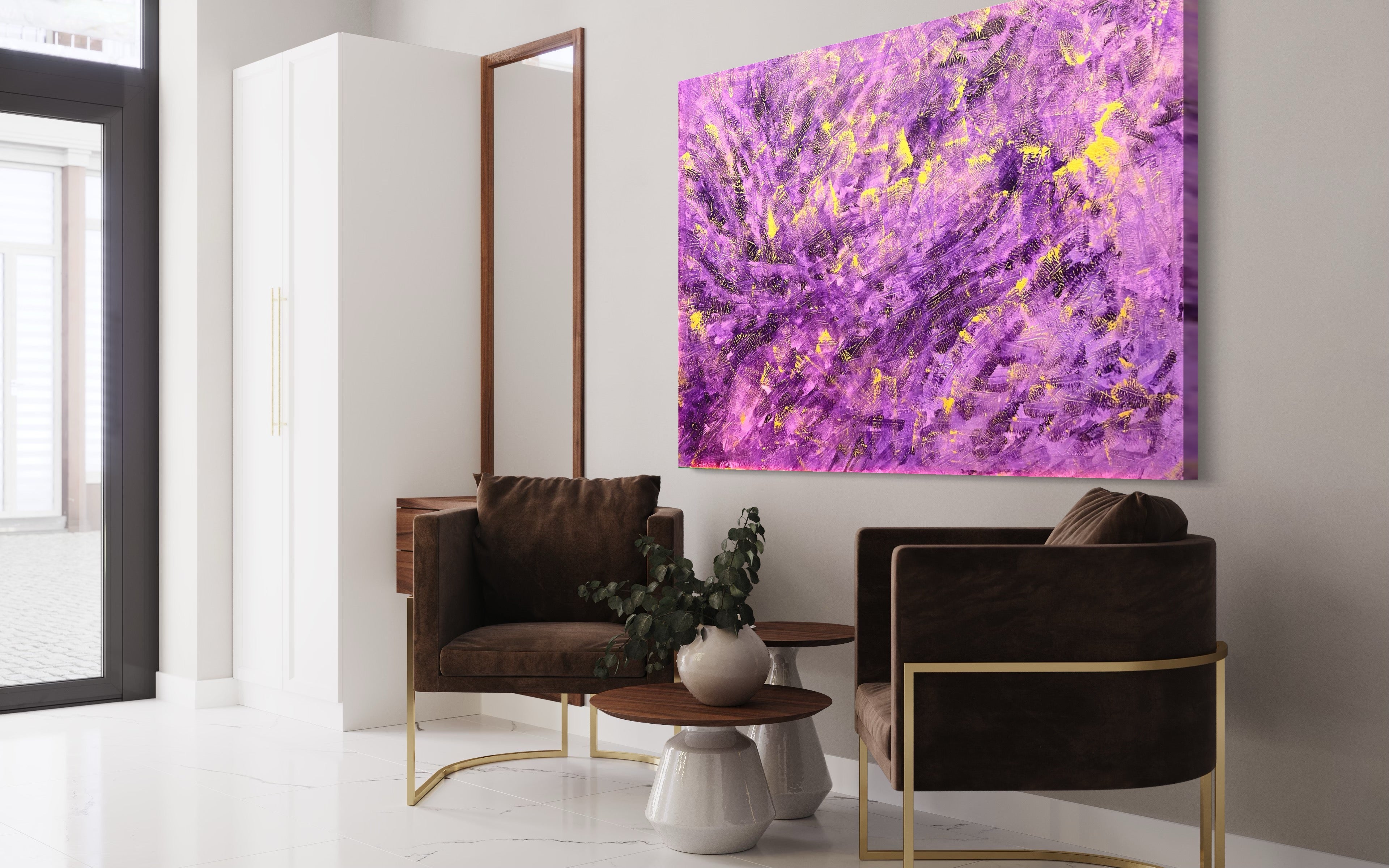 Lavendar Dioazine 121.8 cm x 182.8 cm Purple Textured Abstract Painting