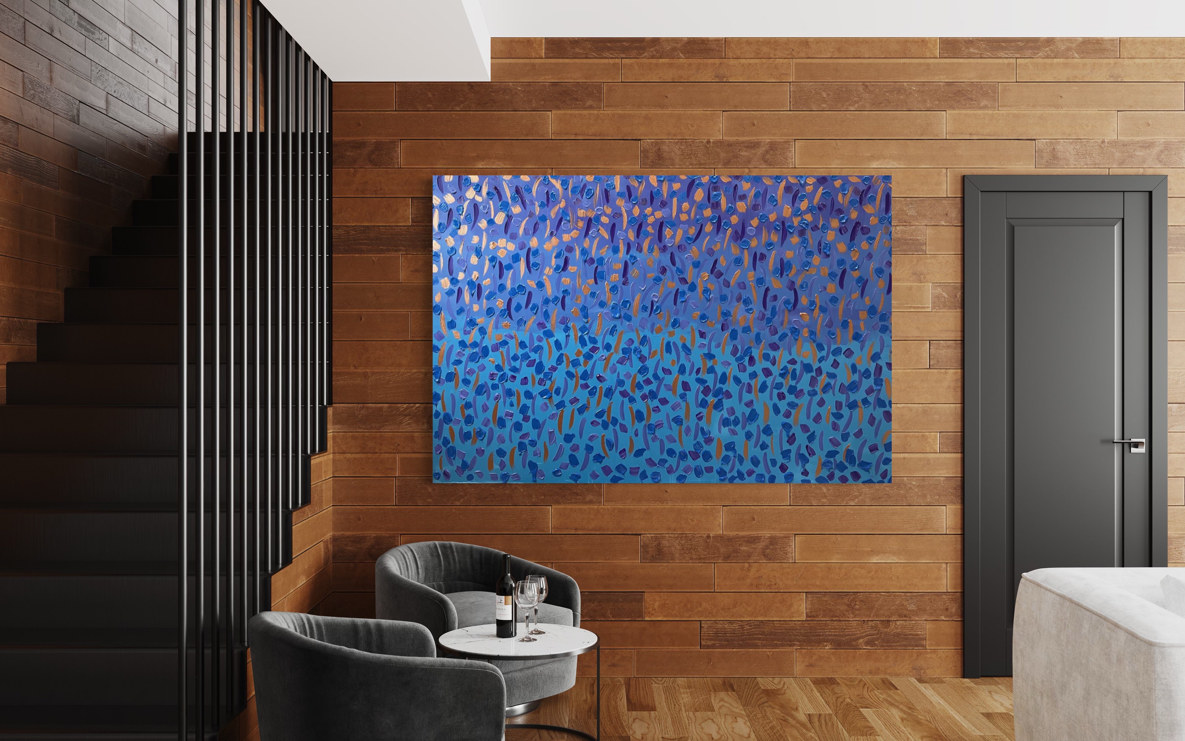 Fall 121.8 cm x 182.8 cm Baby Blue Textured Abstract Painting by Joanne Daniel