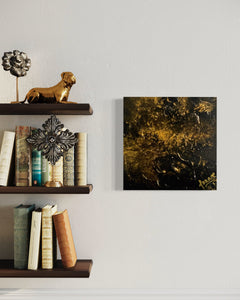 Gold Rush 30 cm x 30 cm Gold Black Textured Abstract Painting