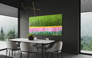 Flower field (91 cm x 182 cm)Textured Abstract Painting by Joanne Daniel