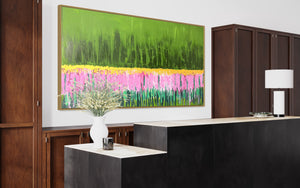 Flower field (91 cm x 182 cm)Textured Abstract Painting by Joanne Daniel